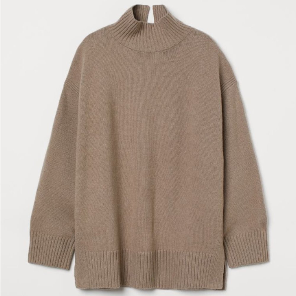 H&M Taupe Turtleneck Wool Sweater